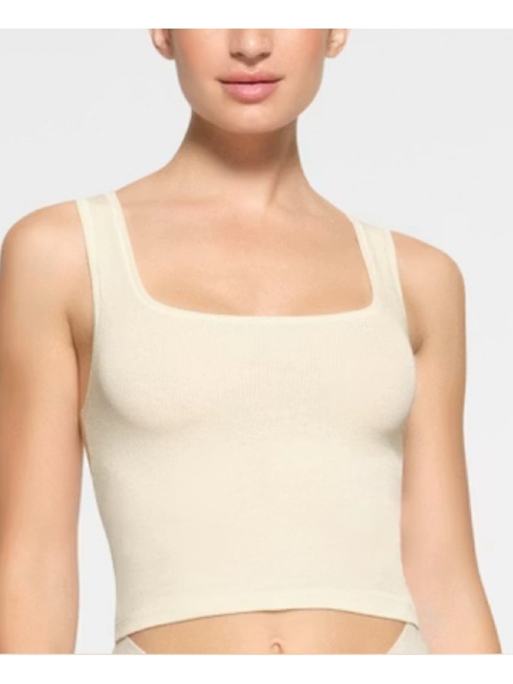 SKIMS Ribbed Scoop Tank in Bone